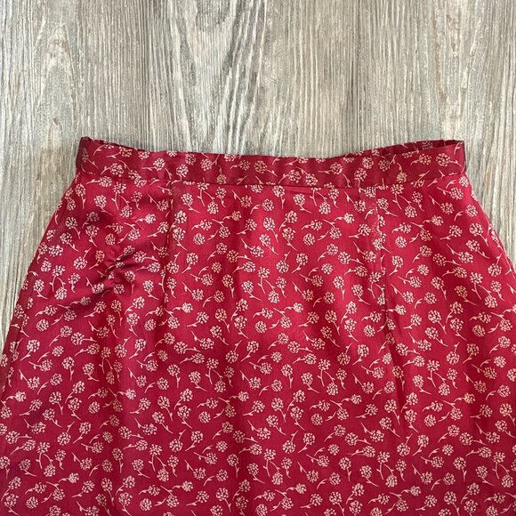 Vintage red floral midi skirt - Picture 7 of 11